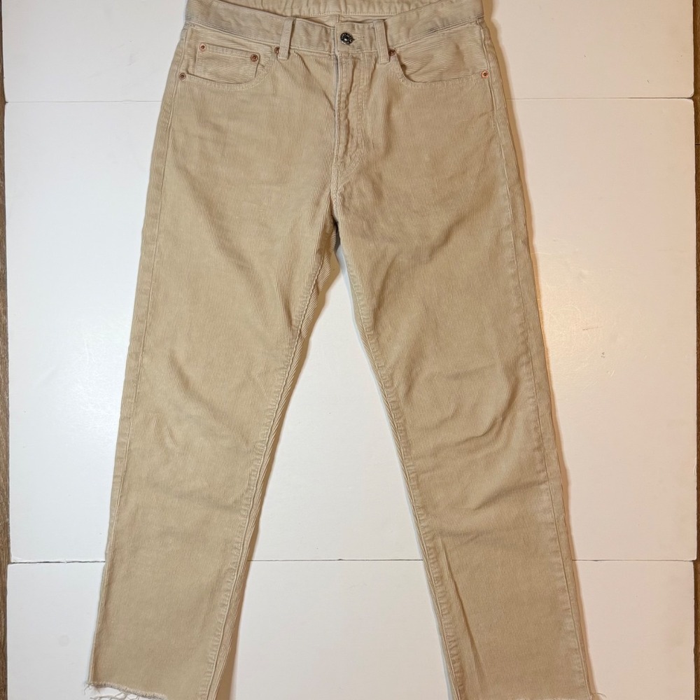 Buck Mason Ford Standard Pants Mens 28 Tan Craftsman Corduroy Raw Hem